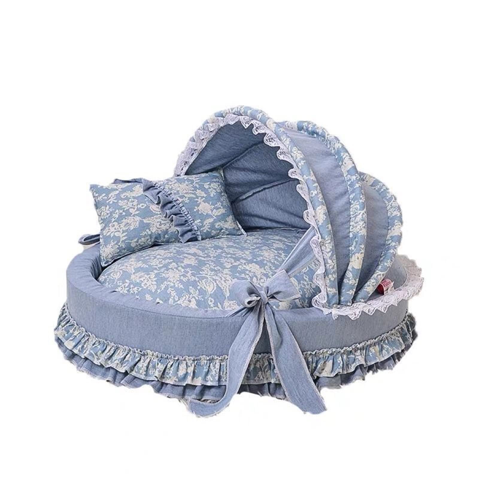 Amazon.co.jp: 小型犬と猫用のデニムブルーのゆりかごベッド - ペット